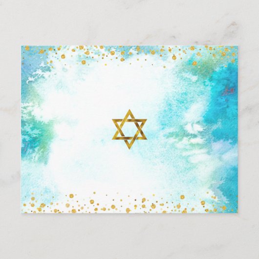 Bat Mitzvah moderne folie turkooise waterverf Informatiekaartje (Achterkant)