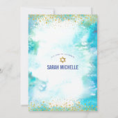 Bat Mitzvah moderne folie turkooise waterverf Kaart (Achterkant)