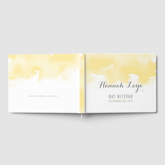 BAT MITZVAH moderne  gele waterverf Gastenboek (Volledig)