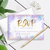 Bat Mitzvah moderne gouden folie paarse waterverf RSVP Kaartje