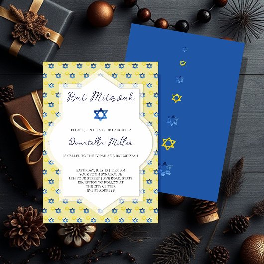 Bat Mitzvah Moderne Kunst Waterverf Star of David Kaart