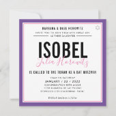 BAT MITZVAH moderne minimalistische kleur roze paa Kaart (Voorkant)