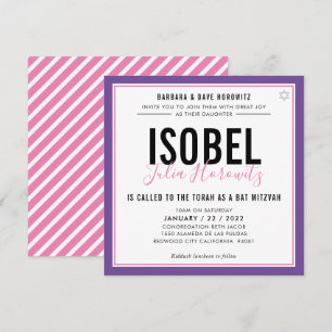 BAT MITZVAH moderne minimalistische kleur roze paa Kaart