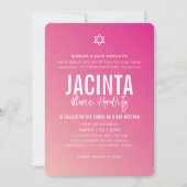 BAT MITZVAH moderne ster fuschia roze gradiënt Kaart (Voorkant)