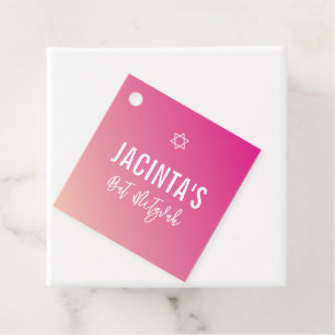 BAT MITZVAH moderne ster helder roze verloop Bedankjes Labels