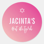 BAT MITZVAH moderne ster helder roze verloop Ronde Sticker (Voorkant)