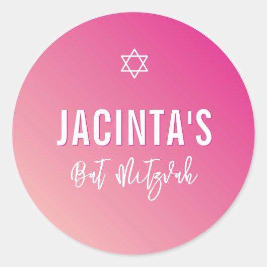 BAT MITZVAH moderne ster helder roze verloop Ronde Sticker (Voorkant)