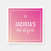 BAT MITZVAH moderne ster helder roze verloop Servet (Voorkant)