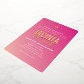 BAT MITZVAH moderne ster heldere roze gradiënt gou Folie Uitnodiging (Gedraaid)