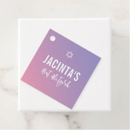 BAT MITZVAH moderne ster paarse roze gradiënt Bedankjes Labels