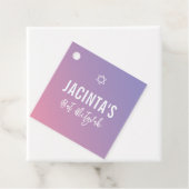 BAT MITZVAH moderne ster paarse roze gradiënt Bedankjes Labels (In situ)