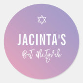 BAT MITZVAH moderne ster paarse roze gradiënt Ronde Sticker (Voorkant)