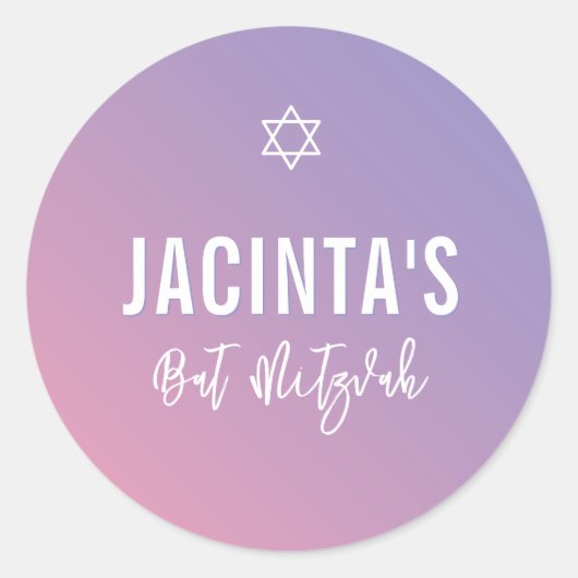 BAT MITZVAH moderne ster paarse roze gradiënt Ronde Sticker (Voorkant)