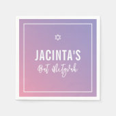 BAT MITZVAH moderne ster paarse roze gradiënt Servet (Voorkant)