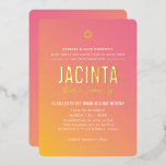 BAT MITZVAH moderne ster roze geel verloop  Folie Uitnodiging<br><div class="desc">door kat massard >>> kat@simplysweetPAPERIE.com <<< NEEM CONTACT MET MIJ OP voor aangepaste tekst of om regels in het Hebreeuws toe te voegen Liefde voor het ontwerp, maar wil je graag enkele wijzigingen zien - een ander kleurenschema, product, een foto toevoegen of aangepast voor een andere gelegenheid - geen probleem,...</div>