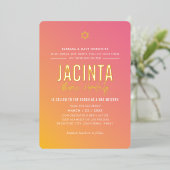 BAT MITZVAH moderne ster roze geel verloop  Folie Uitnodiging (Staand Voorkant)