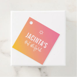 BAT MITZVAH moderne ster roze gele gradiënt Bedankjes Labels