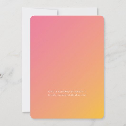 BAT MITZVAH moderne ster roze gele gradiënt Kaart (Achterkant)