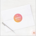 BAT MITZVAH moderne ster roze gele gradiënt Ronde Sticker<br><div class="desc">door kat massard >> https://linktr.ee/simplysweetpaperie <<<<</div>