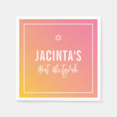 BAT MITZVAH moderne ster roze gele gradiënt Servet (Voorkant)