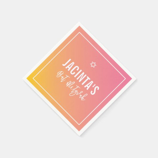 BAT MITZVAH moderne ster roze gele gradiënt Servet (Hoek)