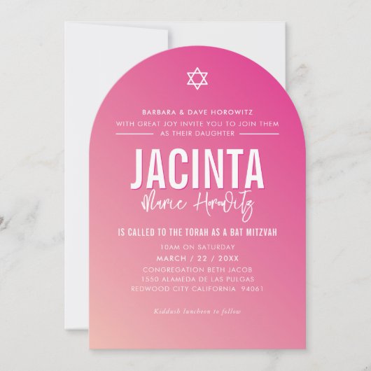BAT MITZVAH moderne ster roze gradiënt Kaart (Voorkant)