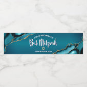 Bat Mitzvah Moderne Turquoise Blauwe Ombre Gouden Waterfles Etiket (Enkel label)
