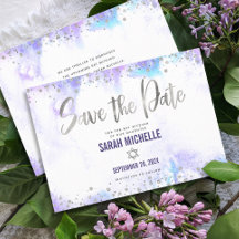 Bat Mitzvah Moderne Zilver Schrift Paarse Waterver