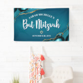 Bat Mitzvah Moedig Agaat Goud Turkoois Ombre Schri Spandoek (Insitu)