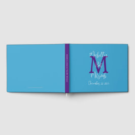 Bat Mitzvah Monogram Sky Blue Paarse Wit Inloggen Gastenboek