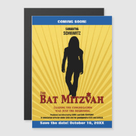 Bat Mitzvah Movie Star Save the Date Yellow Blue Magnetische Uitnodiging