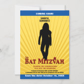 Bat Mitzvah Movie Star Save the Date Yellow Blue Magnetische Uitnodiging (Voorkant)