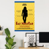 Bat Mitzvah Movie Star Yellow Blue Poster (Thuiskantoor)