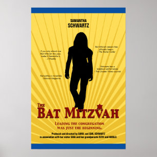 Bat Mitzvah Movie Star Yellow Blue Poster