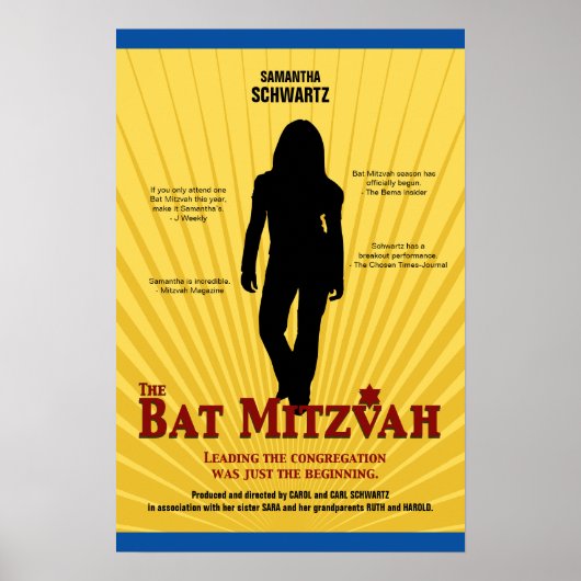 Bat Mitzvah Movie Star Yellow Blue Poster (Voorkant)