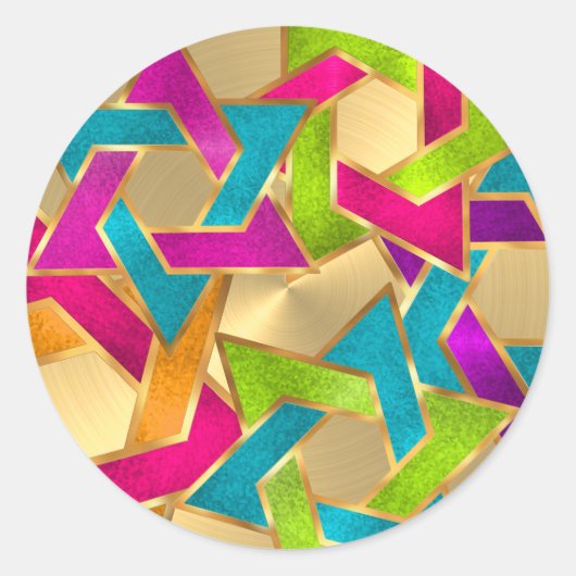 Bat Mitzvah Multicolored Star van David Ronde Sticker (Voorkant)