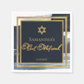 Bat Mitzvah Napkins | Waterverf Abstract Blauw Servet (Voorkant)