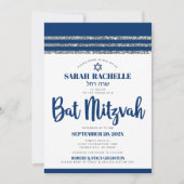 Bat Mitzvah Navy Blauw Script Eenvoudig Modern Tal Kaart (Voorkant)