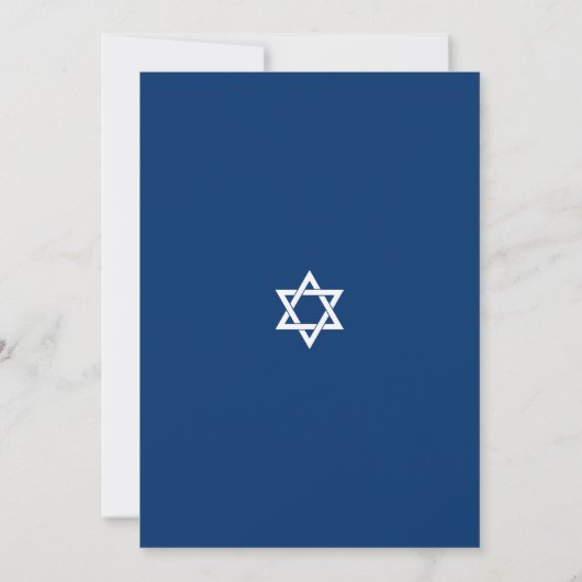 Bat Mitzvah Navy Blauw Script Eenvoudig Modern Tal Kaart (Achterkant)