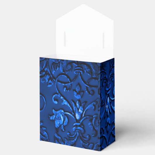 Bat Mitzvah Navy Blue Damask Bedankdoosjes (Geopend)