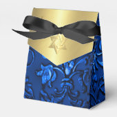 Bat Mitzvah Navy Blue Damask Bedankdoosjes (Voorkant Zijde)