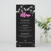 Bat Mitzvah Neon Roze Thema Menu (Staand voorkant)