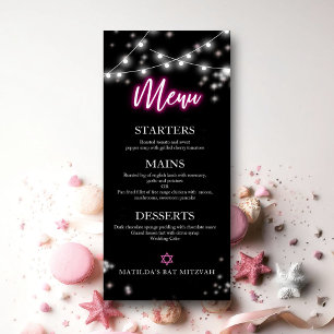 Bat Mitzvah Neon Roze Thema Menu