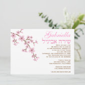 Bat Mitzvah nodiging Gabriella Pink Flowers Kaart (Staand voorkant)