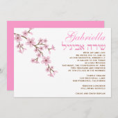 Bat Mitzvah nodiging Gabriella Pink Flowers Kaart (Voorkant / Achterkant)