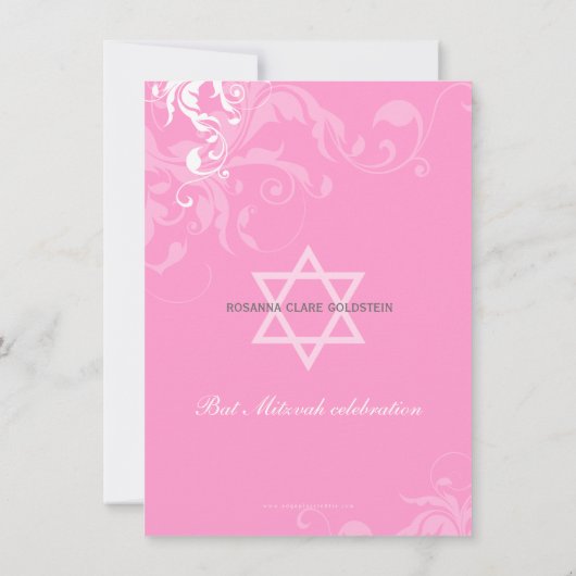 BAT MITZVAH NODIGT UIT: Bella 1P Kaart (Achterkant)