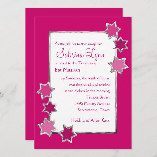 Bat Mitzvah om het even welke kleur Witte Centrum  Kaart (Voorkant / Achterkant)