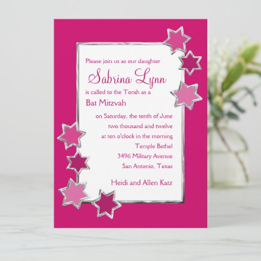 Bat Mitzvah om het even welke kleur Witte Centrum  Kaart (Staand voorkant)