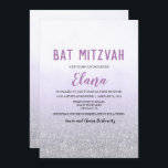 Bat Mitzvah Ombre Lavendel Uitnodiging<br><div class="desc">Bat Mitzvah Ombre Lavendel Waterverf Faux Silver Glitter Invitation</div>