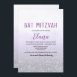 Bat Mitzvah Ombre Lavendel Uitnodiging<br><div class="desc">Bat Mitzvah Ombre Lavendel Waterverf Faux Silver Glitter Invitation</div>